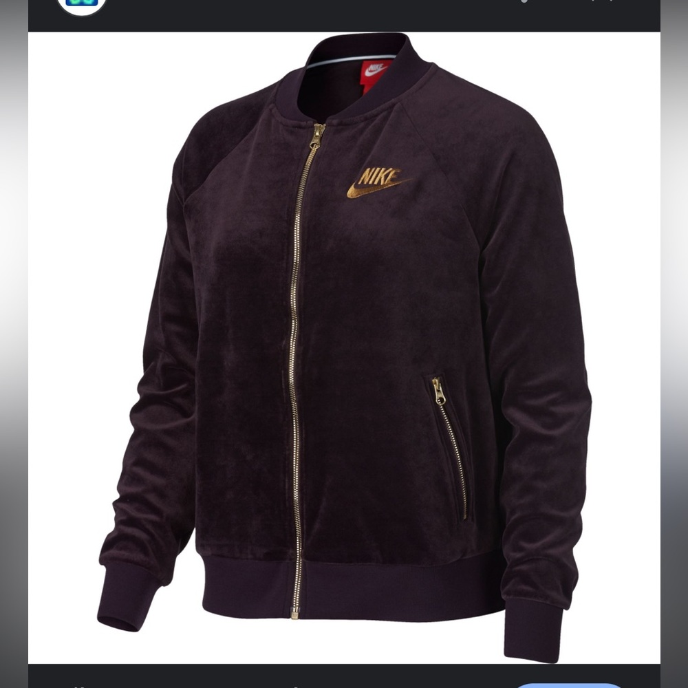 Nike Sportswear Velour Women's Full Zip Jacket Port Wine-Gold size small
